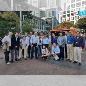 Nathalia en una visita de formación en Japón
